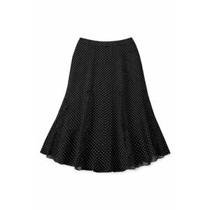 Midi Skirt SZ 12 Silk Black Polka Dot Dark Fairy Whimsy Wide Ruffled Pleats